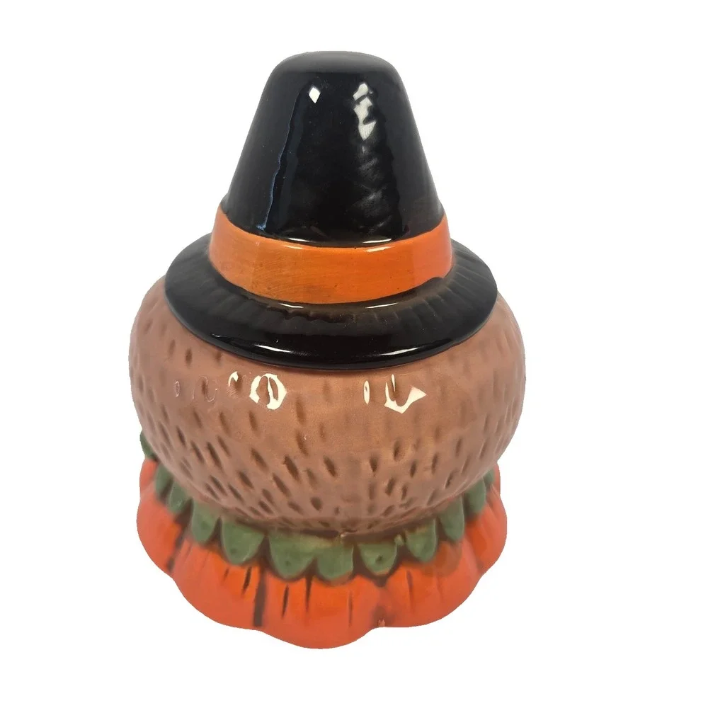 Johanna Parker Transpac Halloween Owl Witch Hat Ceramic Canister Candy Jar 5.5